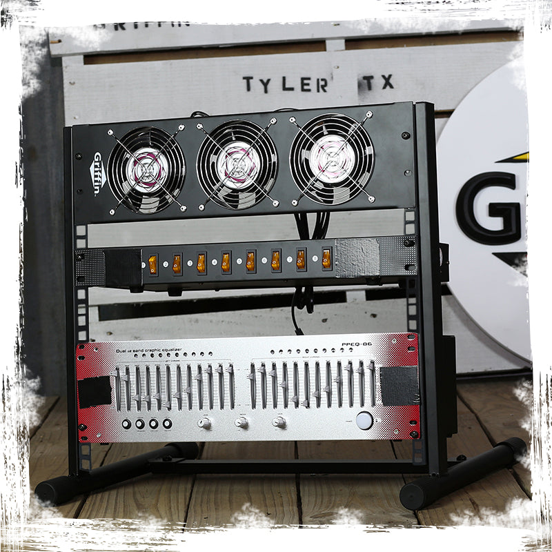 Rack Mount Stand with 10 Spaces by GRIFFIN - Music Studio Recording Equipment Sound Mixer Standing Case & 20 Screws - RackMount Pro Audio Network Amp