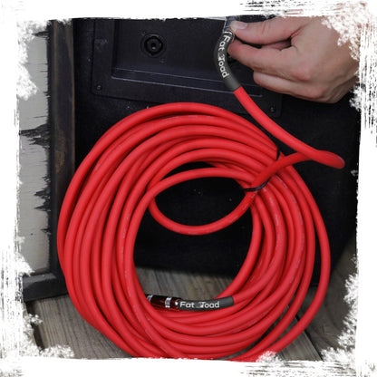 1/4" to 1/4 Male Jack Speaker Cables (2 Pack) by FAT TOAD - 25ft Professional Pro Audio Red DJ Speakers PA Patch Cords - Quarter Inch 12 AWG Wire