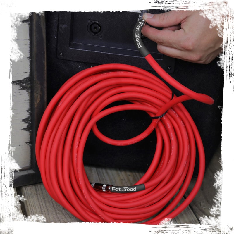 1/4" to 1/4 Speaker Cable by FAT TOAD - 50ft Professional Pro Audio Red DJ Speaker PA Patch Cord Quarter inch Male Jack - 12 AWG Gauge Wire for Studio