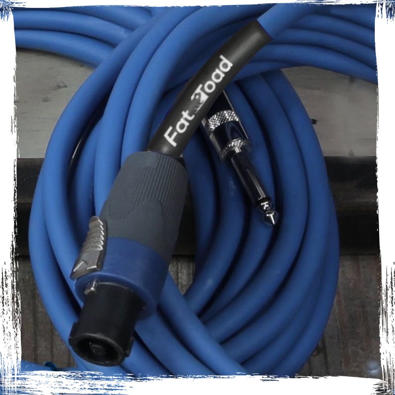 Speakon to 1/4" Male Cables (2 Pack) by FAT TOAD - 25 ft Professional Pro Audio Blue DJ Speaker PA Cord with Twist Lock Connector - 12 AWG Wire