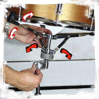 Snare Drum Stand (2-Pack) by GRIFFIN - Chrome Double-Braced Lightweight Mount for Snares, Tom Drums & Practice Pads - Slip-Proof Gear Tilter & Clamp-Style Basket Holder
