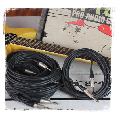 24 PACK - FAT TOAD 20FT Guitar Cords Instrument Cables | 24 AWG Patch Conductor for Electric Guitar, Bass, Amplifier, Speaker, Keyboard & Recording Studio | Shielded 1/4 Inch Gold Straight-End Wires