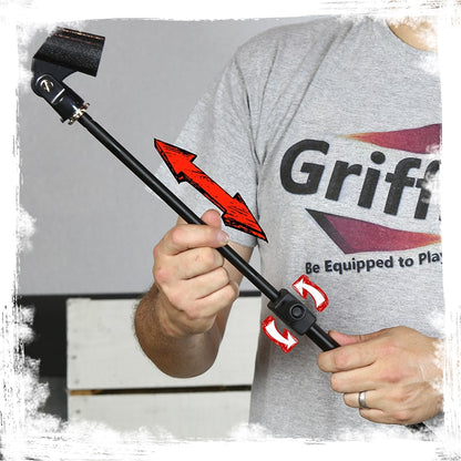 Microphone Stand with Telescoping Boom, XLR Cable and Mic Clip Package by GRIFFIN - Tripod Premium Quality for Studio, Karaoke, Live Stage Studio