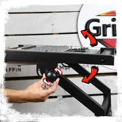 Rack Mount Rolling Stand & Adjustable Mixer Platform Rails by GRIFFIN - 19U Cart Holder for Music Studio Booth Pro Audio Recording Cabinet Equipment