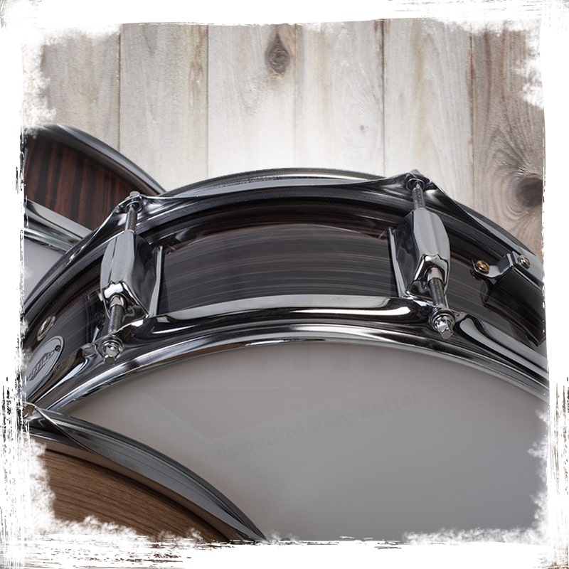 Deluxe Snare Drum by GRIFFIN | 14" x 5.5" Poplar Wood Shell with Zebra PVC Glossy Finish | Percussion Musical Instrument with Drummers Key for Students & Professionals | 8 Tuning Lugs & Snare Strainer
