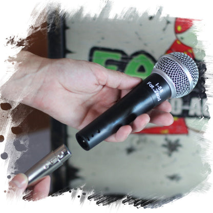 Cardioid Dynamic Microphone with Mic Clip by FAT TOAD - Vocal Handheld, Unidirectional Mic - Singing Wired Microphone for Music Stage Performances