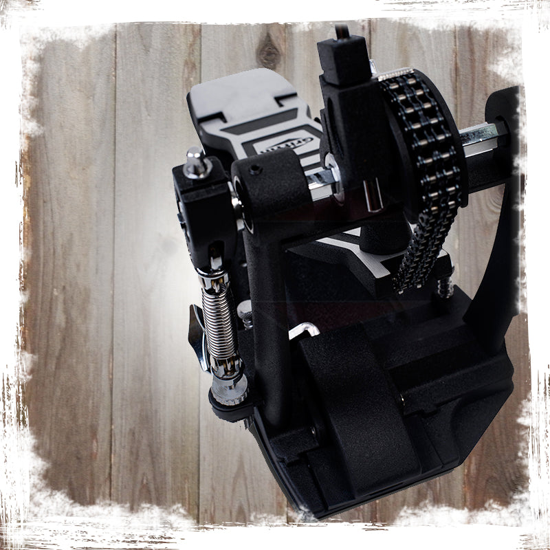 Single Kick Bass Drum Pedal by GRIFFIN - Deluxe Double Chain Foot Percussion Hardware for Intense Play - 4 Sided Beater & Adjustable Power Cam System