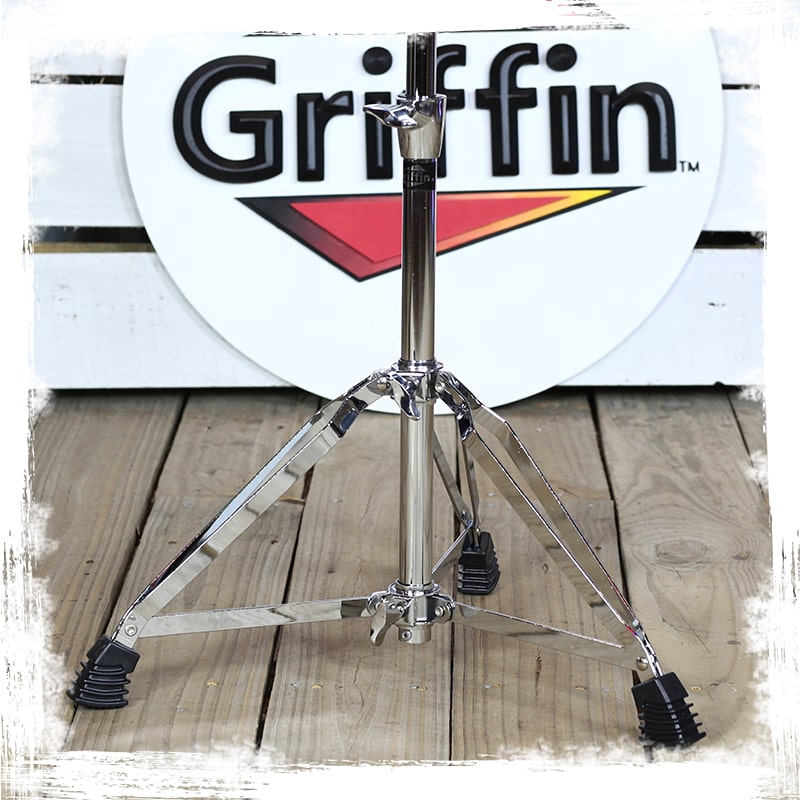Extended Height Snare Drum Stand by GRIFFIN | Tall Adjustable Height Snare Stand For Practice Pad | Concert Stand Up Drum Mount Holder With Basket Clamp | Double Braced Percussion Chrome Drum Hardware