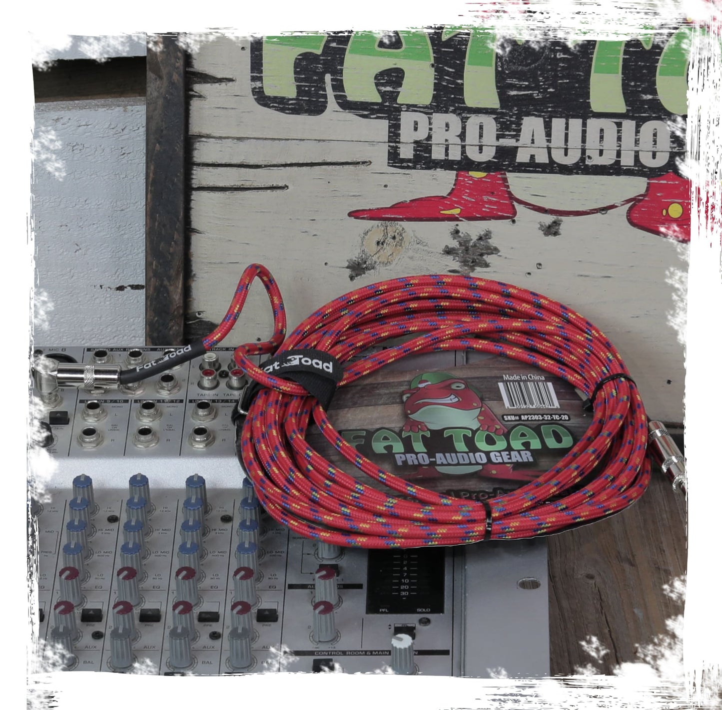 16 PACK - FAT TOAD Guitar Cords Right Angle to Straight-End Instrument Cable Tweed Cloth Jacket | Braided Woven 20FT 1/4 Inch Jack TS for Electric Guitar, Bass, AMP | Shielded 24 AWG Patch Conductor