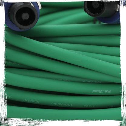 Speakon to Speakon Cables (2 Pack) by FAT TOAD - 25ft Professional DJ Pro Audio Green Speaker PA Cord w/ Twist Lock Connector - 12 AWG Wire for Studio
