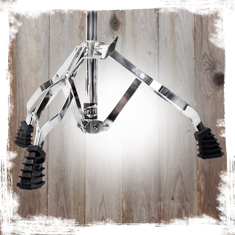 Snare Drum Stand (2-Pack) by GRIFFIN - Chrome Double-Braced Lightweight Mount for Snares, Tom Drums & Practice Pads - Slip-Proof Gear Tilter & Clamp-Style Basket Holder