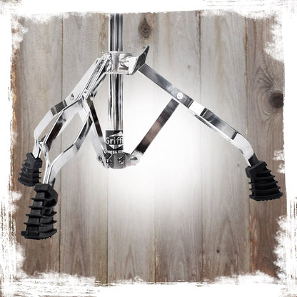 Snare Drum Stand (2-Pack) by GRIFFIN - Chrome Double-Braced Lightweight Mount for Snares, Tom Drums & Practice Pads - Slip-Proof Gear Tilter & Clamp-Style Basket Holder