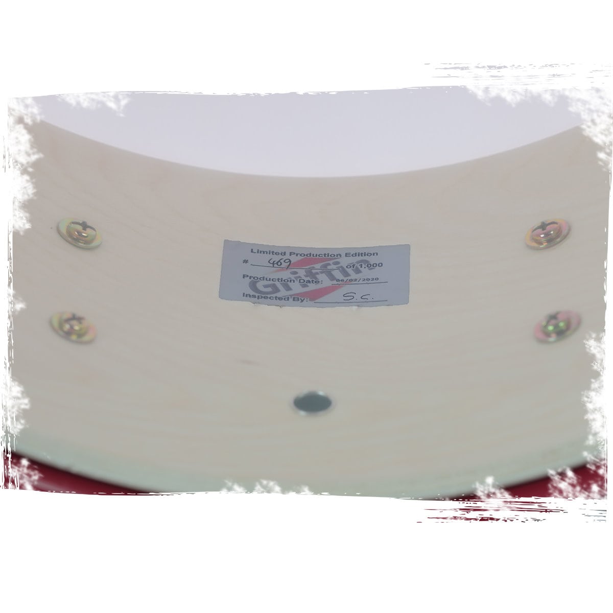 GRIFFIN Snare Drum Birch Wood Shell 14 X 6.5 Inch | Oversize 2.5" Large Vents & Custom Graphic Wrap (Limited Edition) | Red Hardware & Marching Drummers Key for Students & Pros | 8 Metal Tuning Lugs