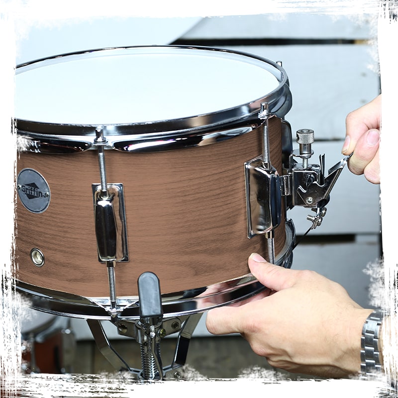 Popcorn Soprano Snare Drum by GRIFFIN | Acoustic Firecracker 10"x6" Poplar Wood Shell with Oakwood PVC | Mini Concert Marching Percussion Musical Instrument with Snare Throw Off, Drummers Key & Head