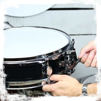 Piccolo Snare Drum 13" x 3.5" by GRIFFIN - 100% Poplar Wood Shell with Black PVC & White Coated Drum Head - Drummers Acoustic Marching Kit Percussion