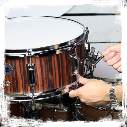 Snare Drum by GRIFFIN | 14" x 5.5"  Black Hickory PVC & Coated Head on Poplar Wood Shell | Acoustic Marching Percussion Instrument Set, Drummers Key, 8 Metal Tuning Lugs & Snare Strainer Throw Off Kit