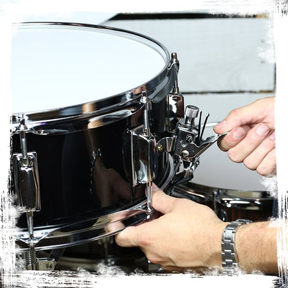 GRIFFIN Snare Drum | Poplar Wood Shell 14" x 5.5" with Black PVC & Coated Head | Acoustic Marching Percussion Musical Instrument Set with Drummers Key, 8 Metal Tuning Lugs & Snare Strainer Throw Off