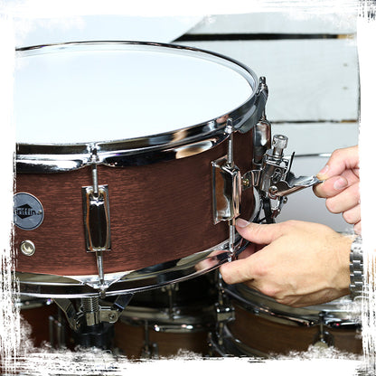 GRIFFIN Snare Drum - Poplar Wood Shell 14" x 5.5" with Flat Hickory PVC - 8 Metal Tuning Lugs & Snare Strainer Throw Off - Percussion Instrument Kit