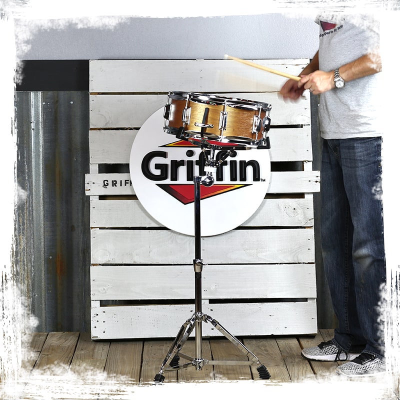 Extended Height Snare Drum Stand by GRIFFIN | Tall Adjustable Height Snare Stand For Practice Pad | Concert Stand Up Drum Mount Holder With Basket Clamp | Double Braced Percussion Chrome Drum Hardware