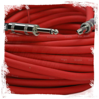 1/4" to 1/4 Speaker Cable by FAT TOAD - 50ft Professional Pro Audio Red DJ Speaker PA Patch Cord Quarter inch Male Jack - 12 AWG Gauge Wire for Studio