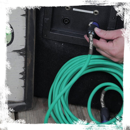 Speakon to Speakon Cables (2 Pack) by FAT TOAD - 25ft Professional DJ Pro Audio Green Speaker PA Cord w/ Twist Lock Connector - 12 AWG Wire for Studio
