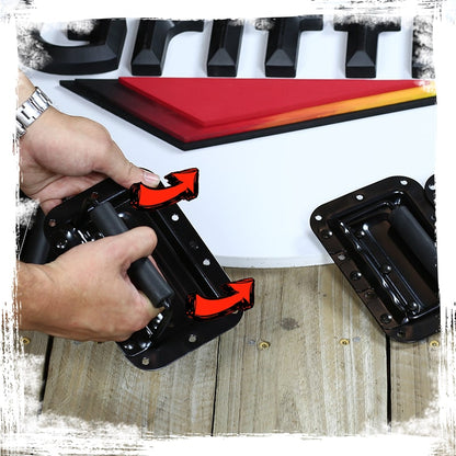 32 PACK -  Metal Flip Speaker Cabinet Handles for Rack Road Flight Trunk by GRIFFIN | Spring Loaded Flush Pull with Black Grip Rubber Padding for Chest Carry Case | DJ PA Pro-Audio Stage Gear Parts