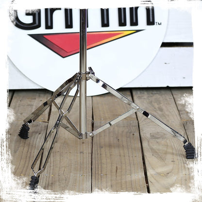 Straight Cymbal Stand Set (4-Pack ) by GRIFFIN - Double-Braced Legs, Slip-Proof Gear Holder & Lightweight for Mobile Drummers - Chrome Percussion Kit for Mounting Crash & Splash Cymbals