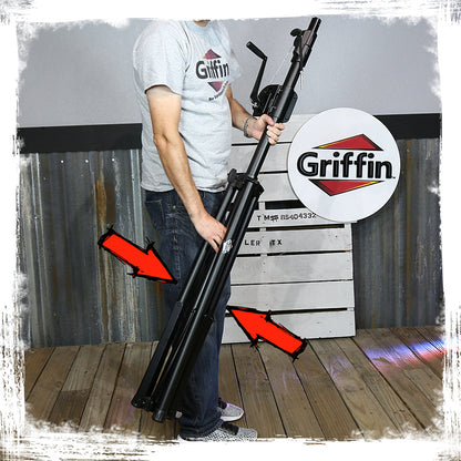 Crank Up Light Stands (2 Pack) Stage Lighting Truss System by GRIFFIN - Portable Speaker Tripod Platform Rig - Adjustable Trussing DJ Booth Kit, T Bar