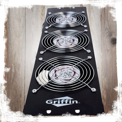 Rackmount Cooling Fan (2 PACK) by GRIFFIN - 3U Ultra-Quiet Triple Exhaust Fans to Keep Studio Audio Gear Cool - Rack Mount for Network IT Server Rails with Temperature Control Panel Cabinet