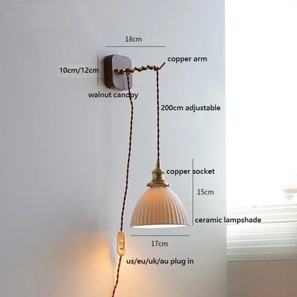 DecorBites™ Ceramic Ball LED Wall Lights with Pull Chain Switch for Bedroom Bathroom