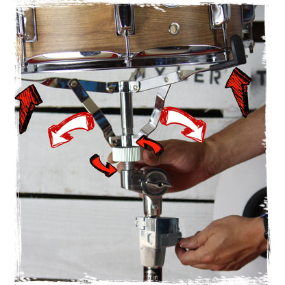 Heavy-Duty Snare Drum Stand by Griffin | Premium Double Braced Percussion Hardware Kit |Weight Mount for Snares, Tom Drums & Practice Pad | Adjustable Height & Tilting Gear Clamp Style Basket Holder