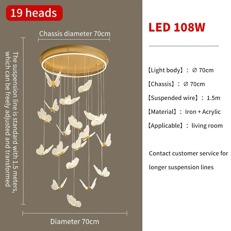 DecorBites™ Butterfly LED Chandelier for Villa Duplex Living Room Decoration