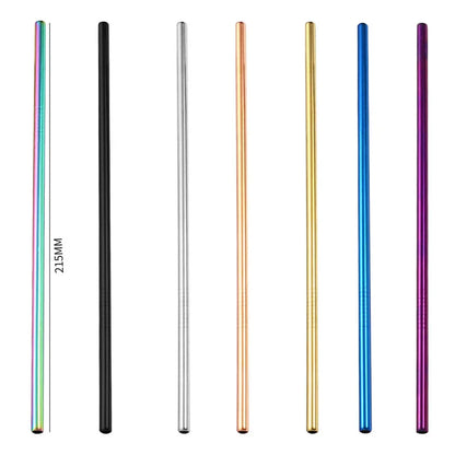 DecorBites™ 304 Stainless Steel Reusable Straws Set for Drinks - Eco-Friendly Metal Curved & Straight