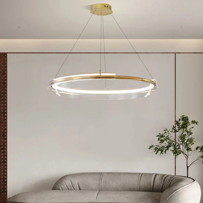DecorBites™ Gold Ring Chandelier LED Pendant Light Modern Hanging Lamp for Home Decoration