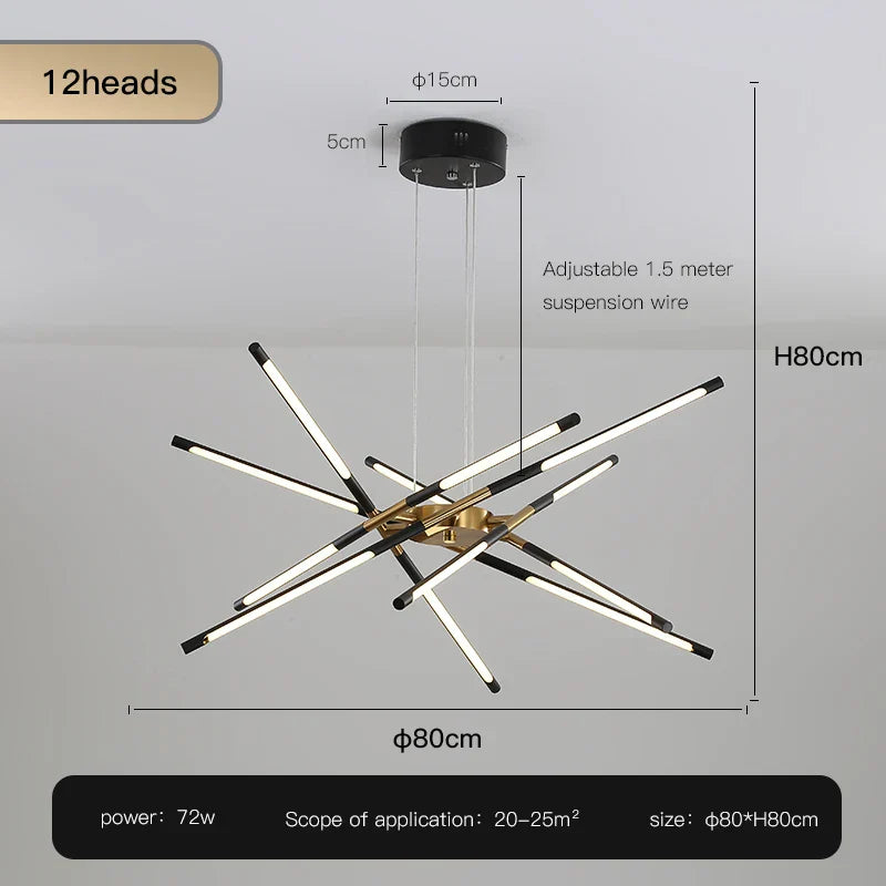 ™ Gold LED Ceiling Chandelier for Living Room Bedroom Kitchen - Dimmable Pendant Light