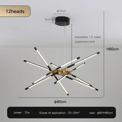 ™ Gold LED Ceiling Chandelier for Living Room Bedroom Kitchen - Dimmable Pendant Light