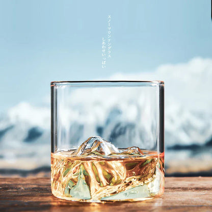 DecorBites™ Glacier Wine Cup: Japanese Style Whisky Glass with Fuji Artwork
