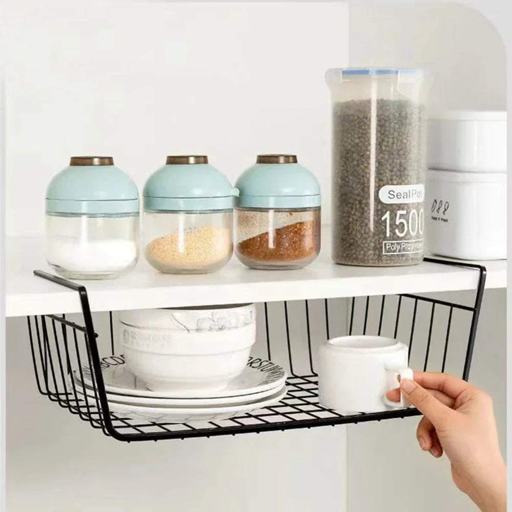 DecorBites™ Kitchen Organizer Shelf Desk Storage Rack Mesh Basket Wardrobe Holders