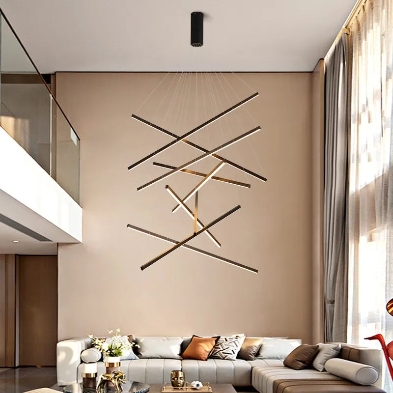 DecorBites™ Aluminum Ceiling Chandelier: LED Changeable Shape Stair High-Rise Indoor Lighting
