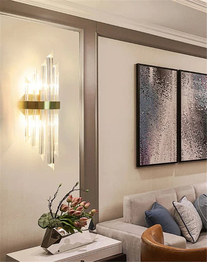 DecorBites™ Black Gold Crystal Wall Sconce LED Light for Bedroom Living Room Home Décor