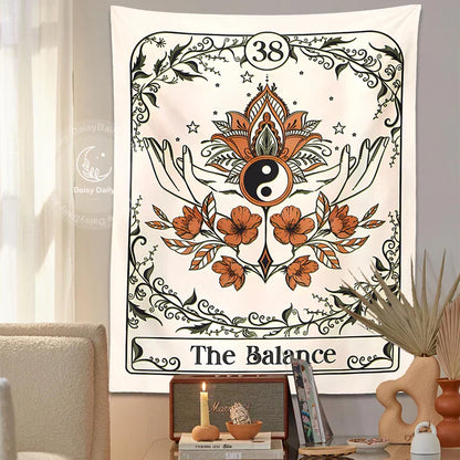 DecorBites™ Balance Tarot Tapestry Wall Hanging - Mystical Bohemian Sun Moon Decor