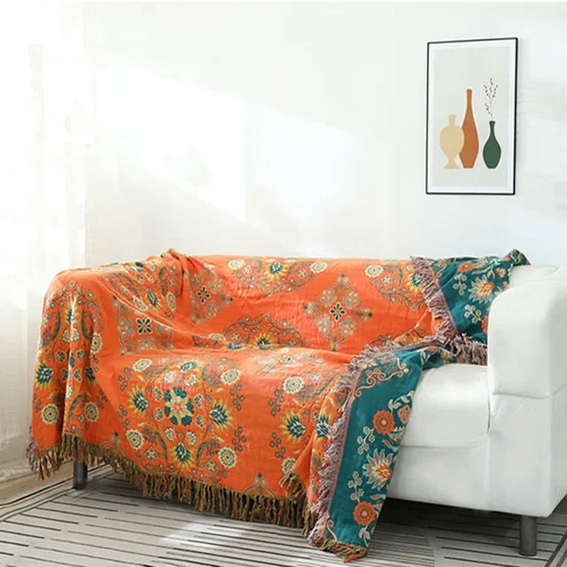 ™ Japanese Cotton Throw Blanket - Double Sided Sofa Cover & Bedspread