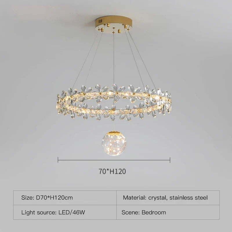 DecorBites™ Gold Crystal Spiral Chandelier LED Pendant Lights for Home Decoration