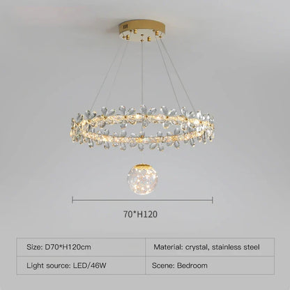 DecorBites™ Gold Crystal Spiral Chandelier LED Pendant Lights for Home Decoration