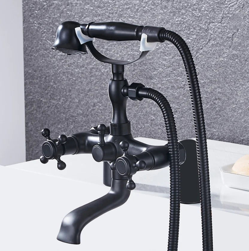 DecorBites™ Antique Chrome Bathtub Shower Mixer Faucet Tap Set for Bathroom