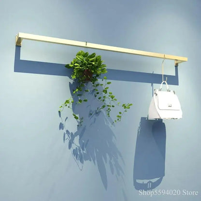 DecorBites™ Golden Iron Ladder Shelf Clothing Hanger Rack for Stylish Garment Display