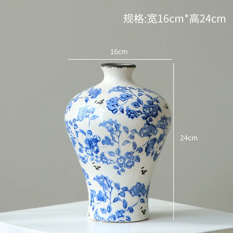 DecorBites™ Blue & White Porcelain Gourd Teapot Vase - Chinese Retro Flower Arrangement Accessories