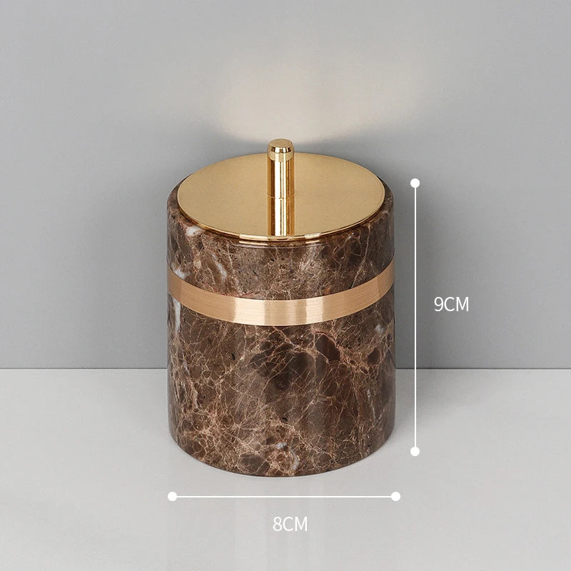 DecorBites™ Emperador Dark Marble Bathroom Set: Toothbrush Holder, Soap Dispenser, Luxury Accessories