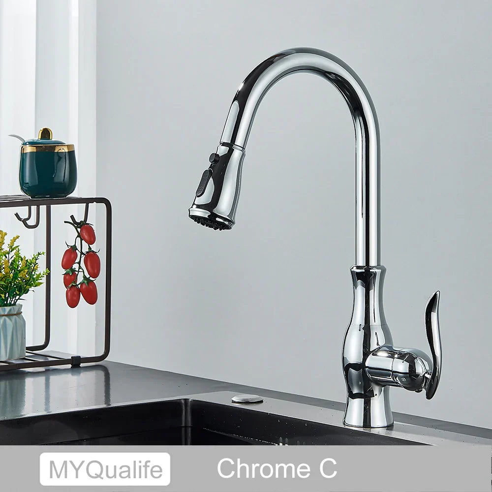 DecorBites™ Black Kitchen Faucet: Single Handle Hot & Cold Mixer with 360 Rotation