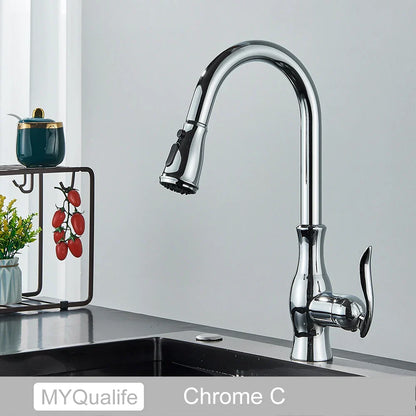 DecorBites™ Black Kitchen Faucet: Single Handle Hot & Cold Mixer with 360 Rotation